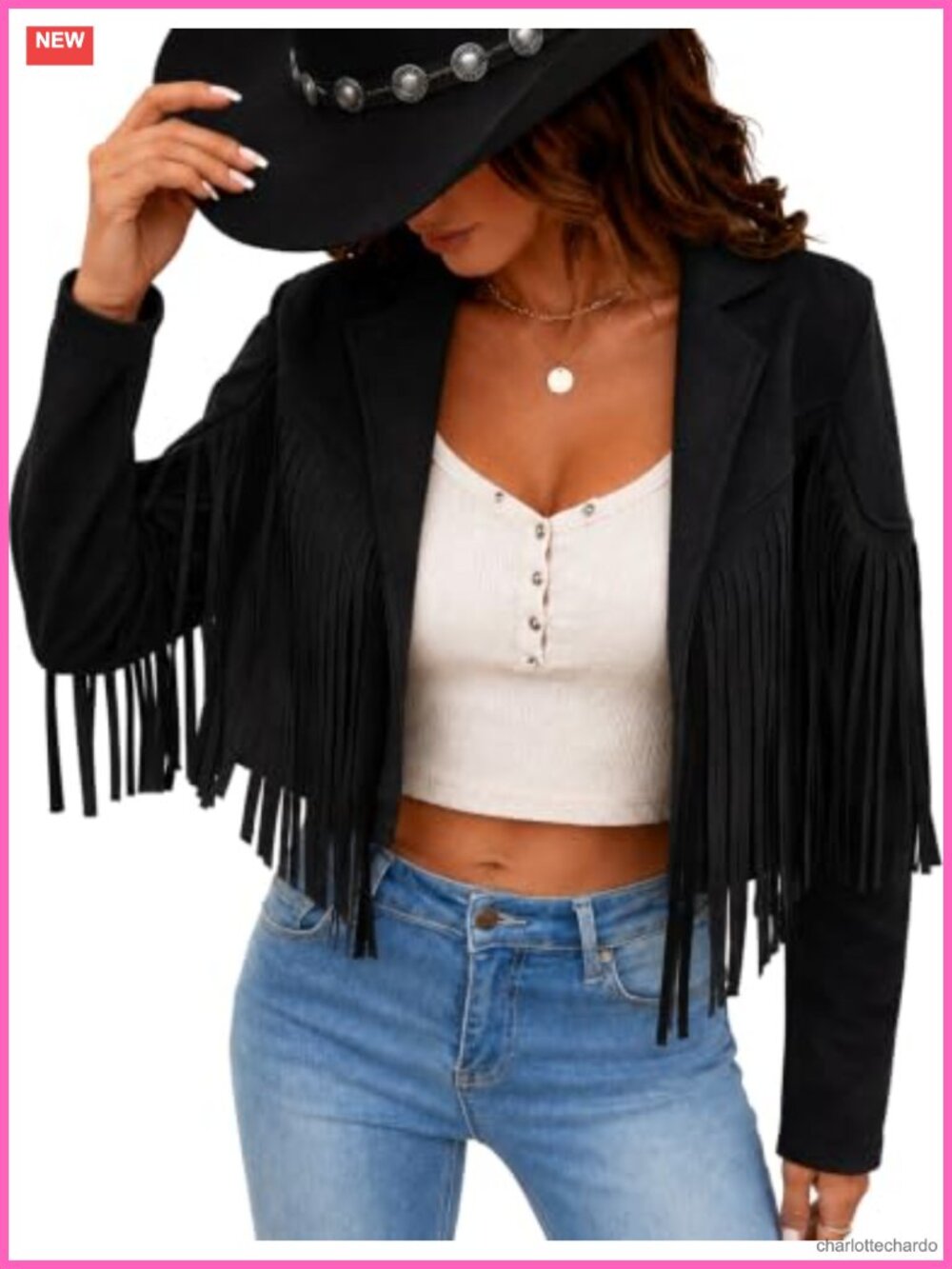 Faux Suede Fringe Tassel Cropped Jacket Western Cowgirl Open Front
